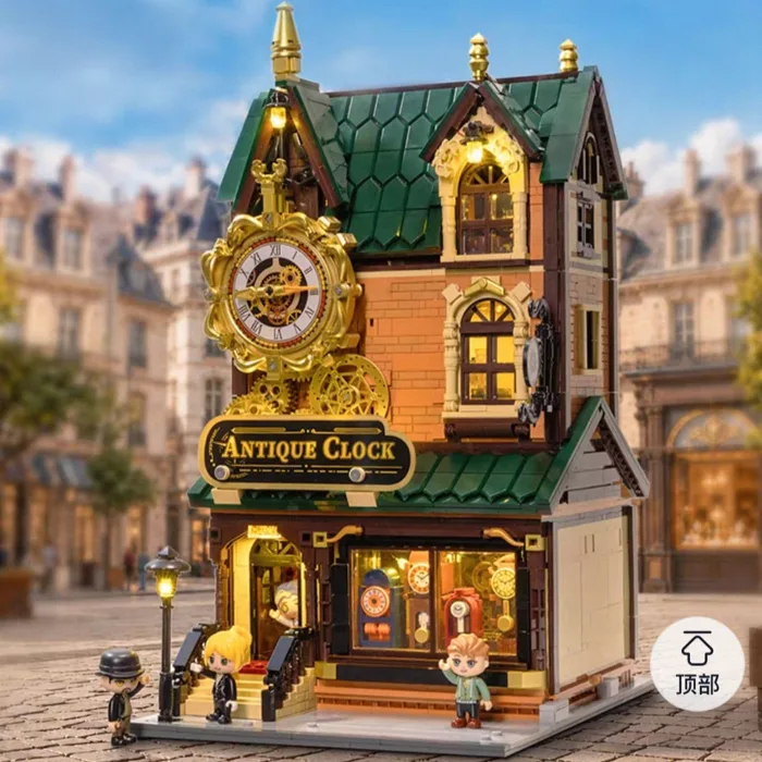 Pantasy building-block antique clock shop diorama building