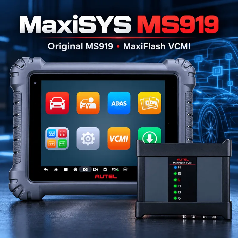 Autel MaxiSYS MS919 touchscreen interface showing diagnostic menu