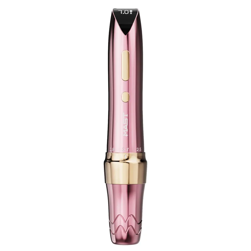 Mast P60 wireless tattoo pen machine with adjustable stroke length in rose gold