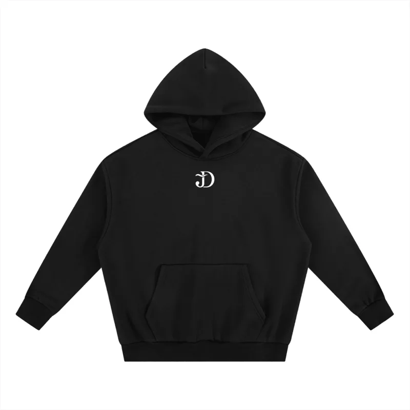 Jamroc Essential Heavyweight Boxy Hoodie in solid black with minimal front logo