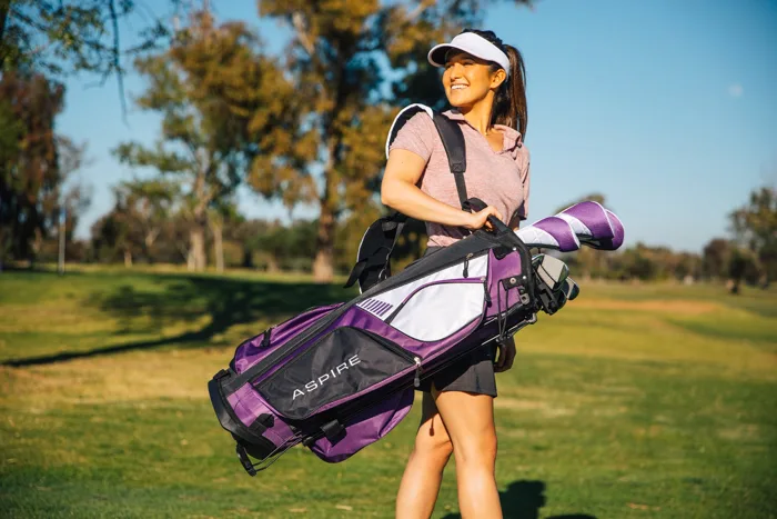 Aspire XD1 ladies golf club set with purple stand bag