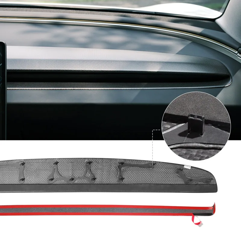 TPARTS carbon fiber dashboard installed in a Tesla Model 3 interior